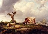 A Cow With Sheep In A Landscape